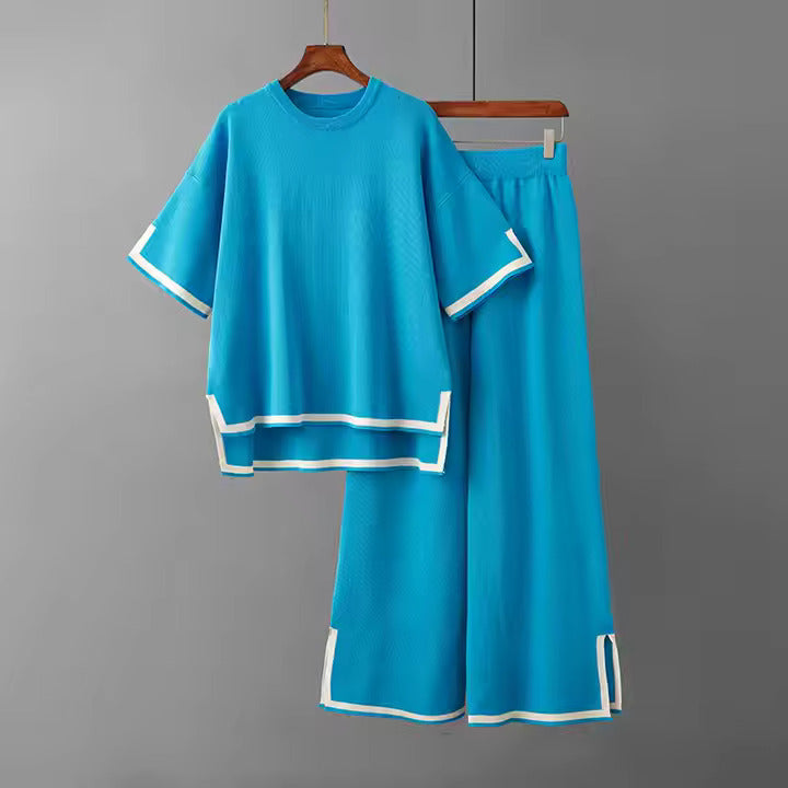 Premium Quality Spring Summer Loose Top & Wide-Leg Pants Cord Set