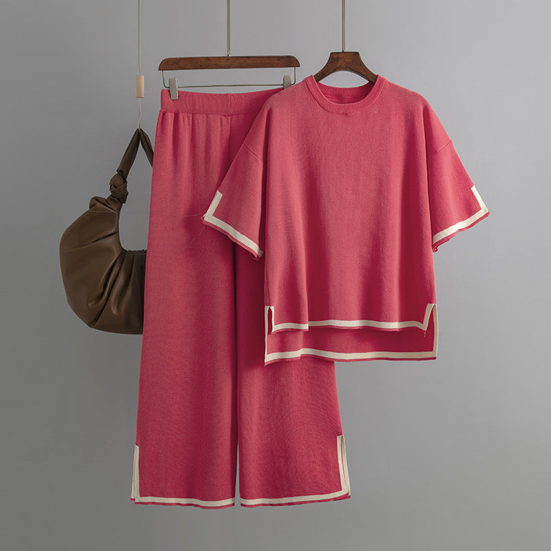 Premium Quality Spring Summer Loose Top & Wide-Leg Pants Cord Set