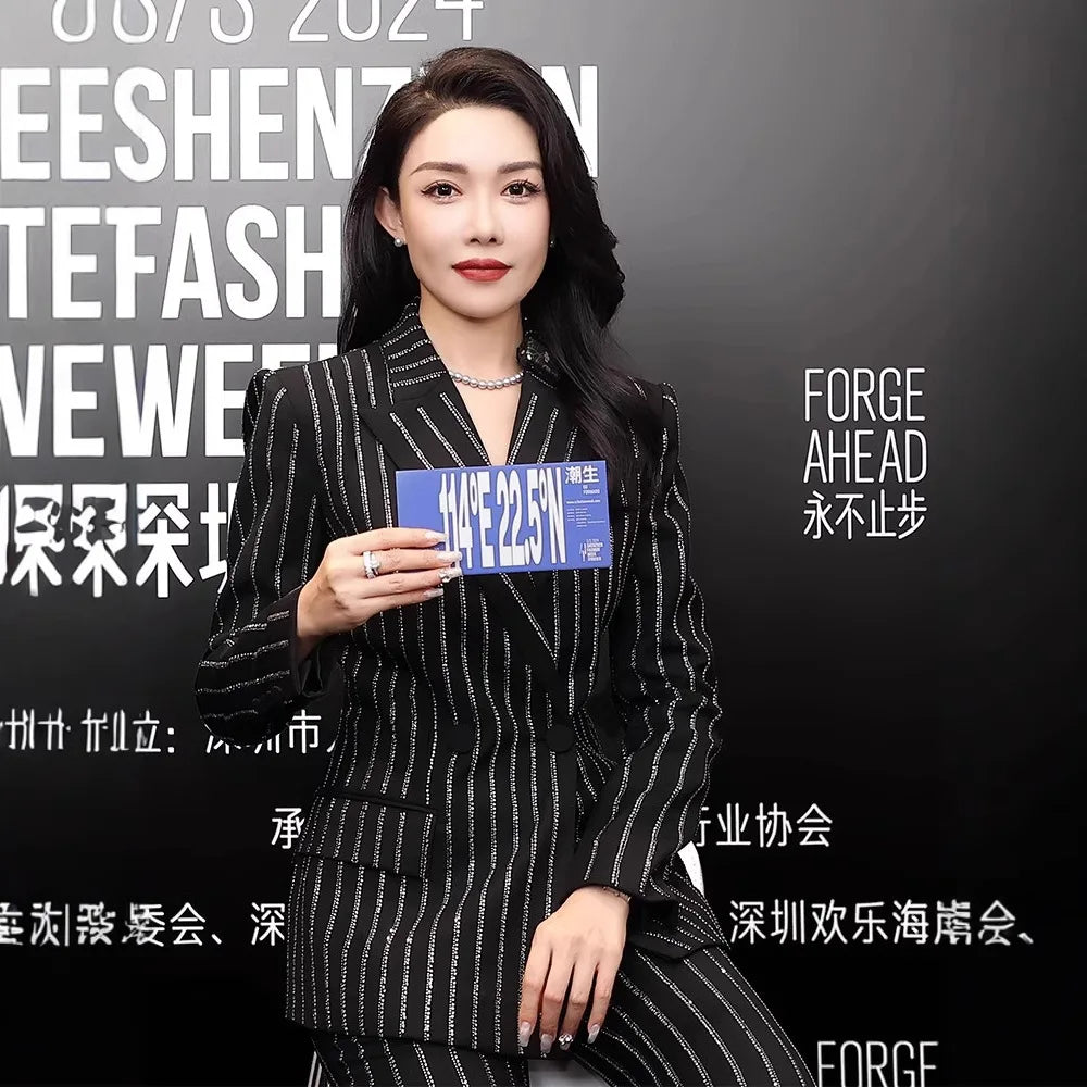 New Style Strong Temperament Women's Clothing High-grade Embroidery Beads Suit Pants Two-piece Suit for Women