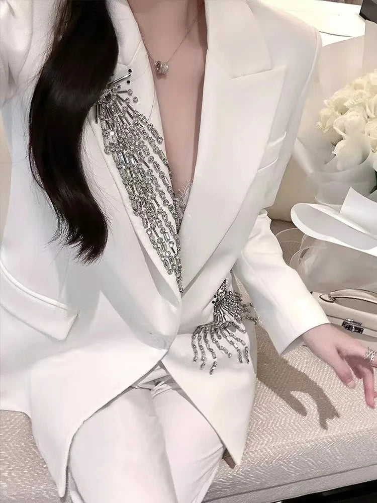 Hot Fashion and Luxury Oversize Rhinestone Beading blazer and Jacket for Women