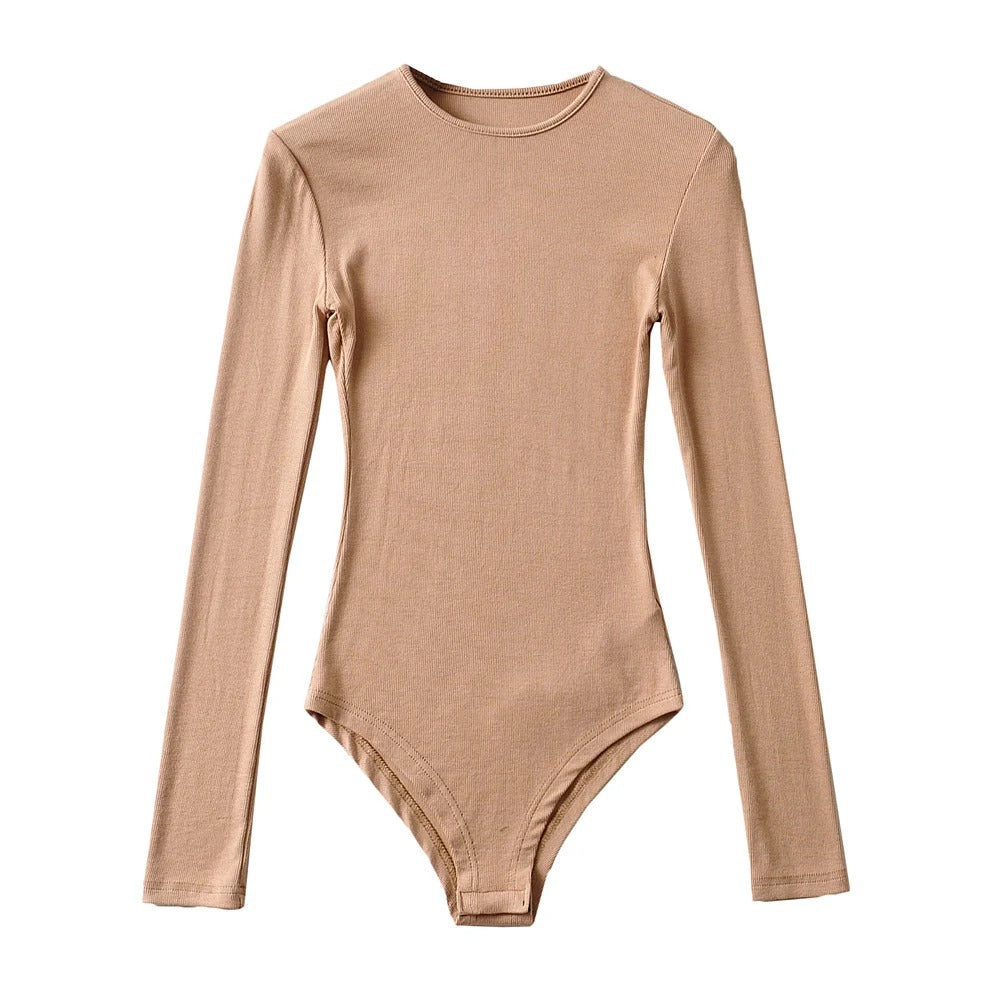 Women's Full Sleeves Ribbed Round Neck Bodysuit – Comfortable & Stylish