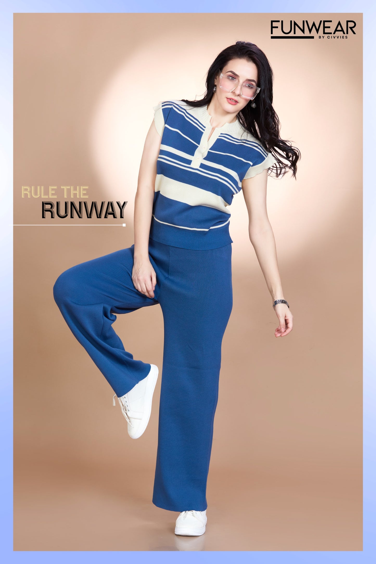 Luxe Knit Striped Crop Top & Buttoned Co-ord Set