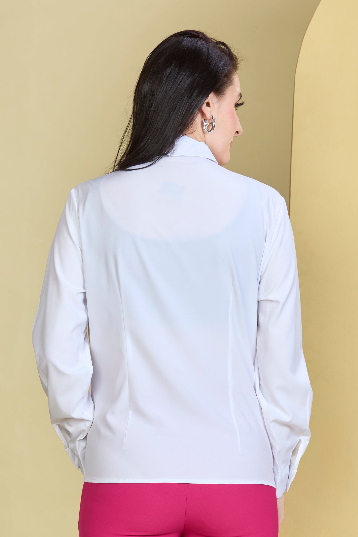 Funwear Women's White Shirt & Pink Trouser Formal Set