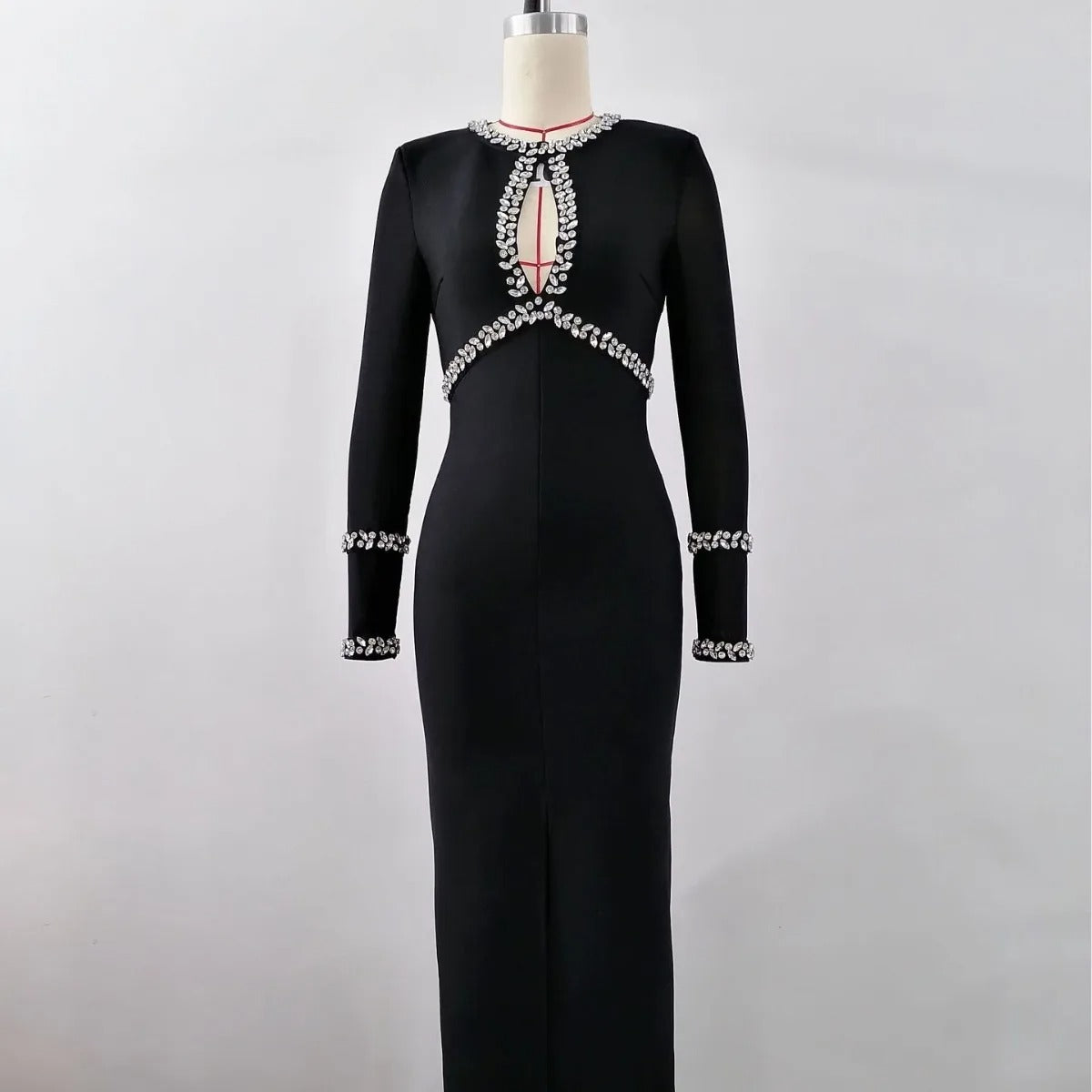 Black long Party dress Front Slit Elegant Dress for Women"