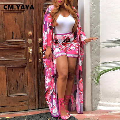 Elegant Paisley 2-Piece Set for Women – Street Shorts Suit & Long Clock Top Matching Set for Beach & Holiday