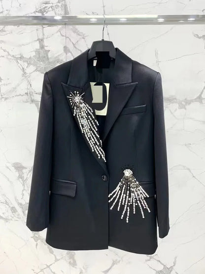 Hot Fashion and Luxury Oversize Rhinestone Beading blazer and Jacket for Women