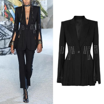 2025 New Arrival Women’s One-Button Split Long Sleeve Suit Jacket