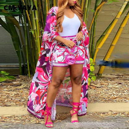 Elegant Paisley 2-Piece Set for Women – Street Shorts Suit & Long Clock Top Matching Set for Beach & Holiday