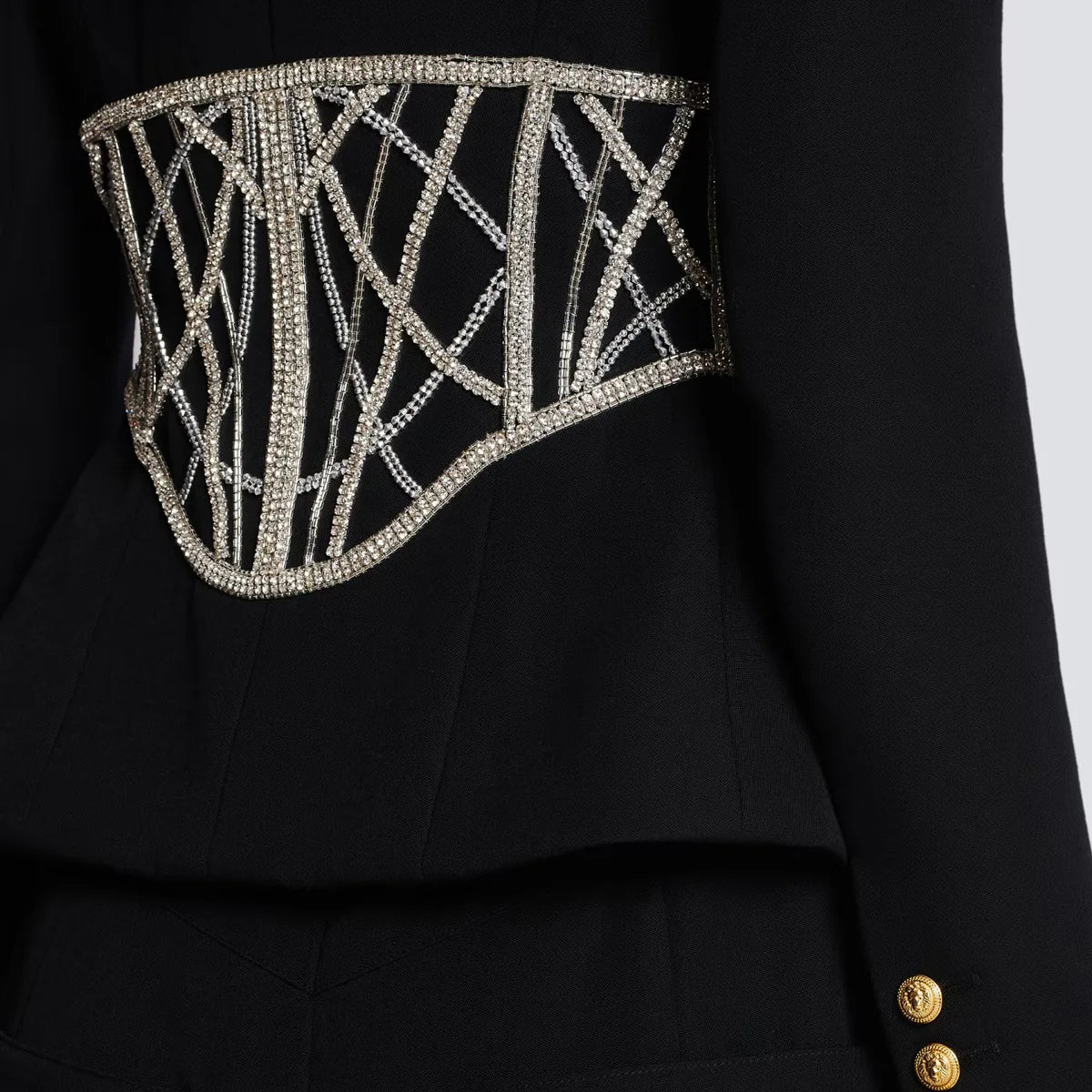 Luxurious Crystal Bead Blazer for Women Sparkly Rhinestone Pattern Oversize Women's Black Blazer Jacket Coat