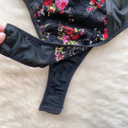 Embroidered Half Sleeve Deep Neck Bodysuit for Women
