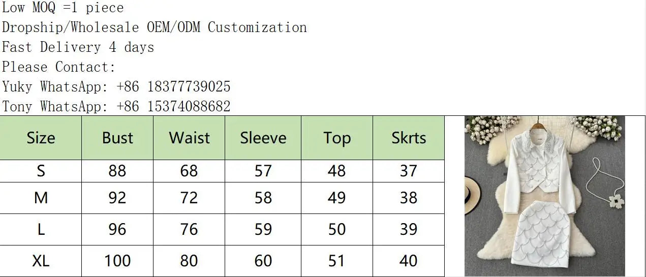 Gold Wind Pearl Chain Set Double Breasted Woolen Coat Skirt Set 2024 Spring and Autumn New Model