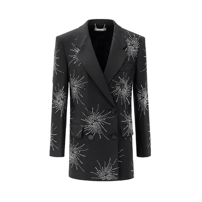 Classy Heavy Industry Hot Diamond Long Sleeves Suit Outwear Women's Loose Medium Long Suit